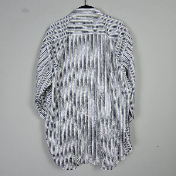 Robert Graham Mens Button Up Shirt Sz XL Purple Striped Flip Cuff Preppy Career - Picture 2 of 8
